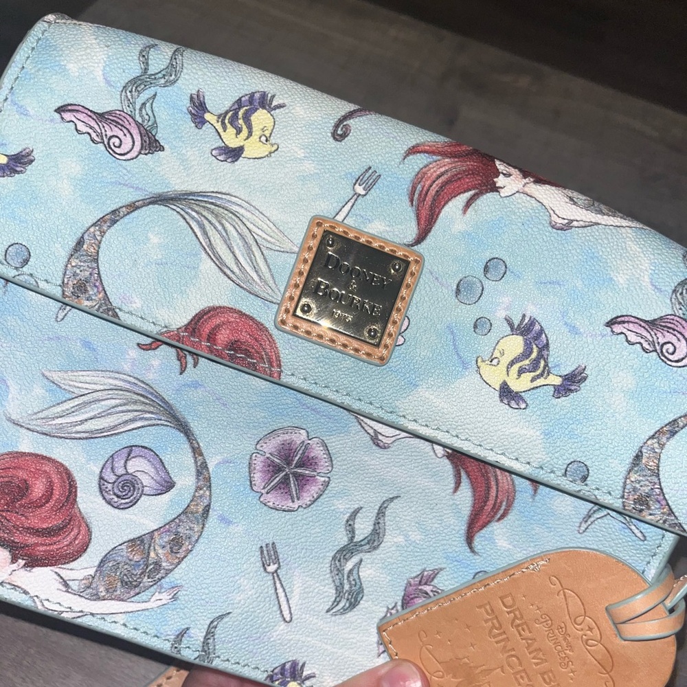 Disney The Little Mermaid Dooney & Bourke Light Blue Mermaid Print Clutch